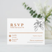 レディー・ブラウン・オールドマネー結婚式RSVPカード 出欠カード (スタンド正面)