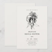 レディー レトロ ヴィンテージ エレガントな ブライズシャワー 招待状 (正面/裏面)