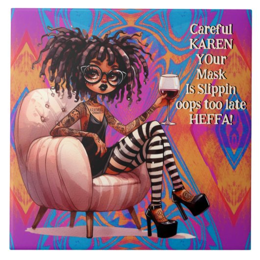 レディ予測できなタトゥー&ワインカレンセラミックタイル タイル (正面)