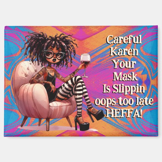 レディ予測できなタトゥー&ワインカレンマグネット マグネット (正面)