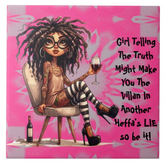 レディ予測できなタトゥー&ワイントゥートセラミックタイル タイル (正面)