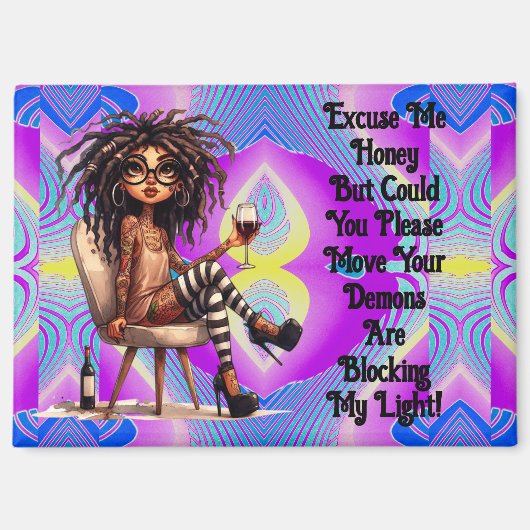 レディ予測できなタトゥー&ワインライトマグネット マグネット (正面)