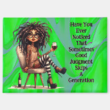 レディ予測できなタトゥー&ワイン判断マグネット