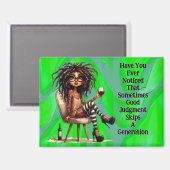 レディ予測できなタトゥー&ワイン判断マグネット マグネット (正面/裏面)