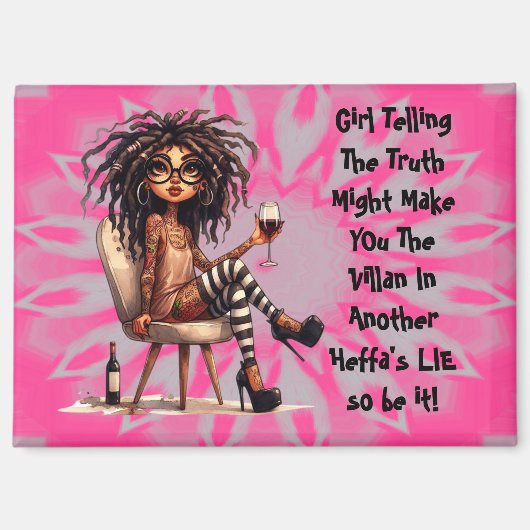 レディ予測できなタトゥー&ワイン真実マグネット マグネット (正面)