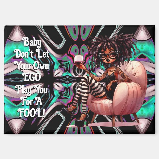 レディ予測できなタトゥー&ワインEGOマグネット マグネット (正面)