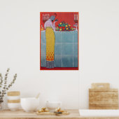 レディ及びフルーツテーブルセットアールデコ美しいファッション ポスター (キッチン)