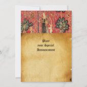 レディ及びユニコーン・モノグラム赤ワックスシール剤 招待状 (裏面)