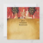 レディ及びユニコーン・モノグラム赤ワックスシール剤 招待状 (裏面)