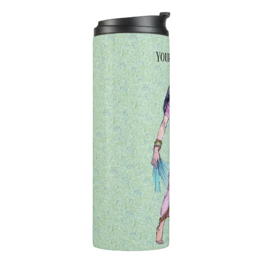 レディ古代かわいらしエジプトのピンクのドレスの緑 タンブラー (回転左)