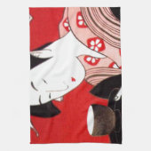 レディ日本のティーサービングセレモニープリント キッチンタオル (縦)