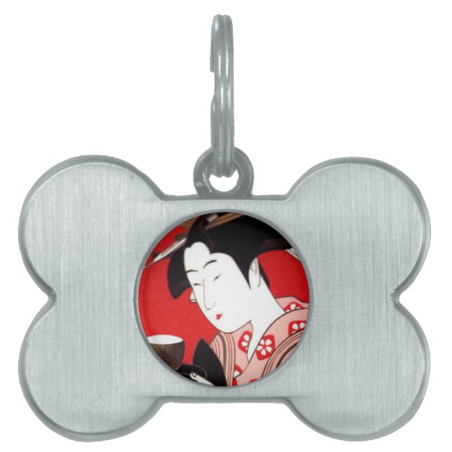 レディ日本のティーサービングセレモニープリント ペットネームタグ (正面)