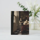 レディ書はメイドと手紙を書いた, c.1670 ポストカード (スタンド正面)