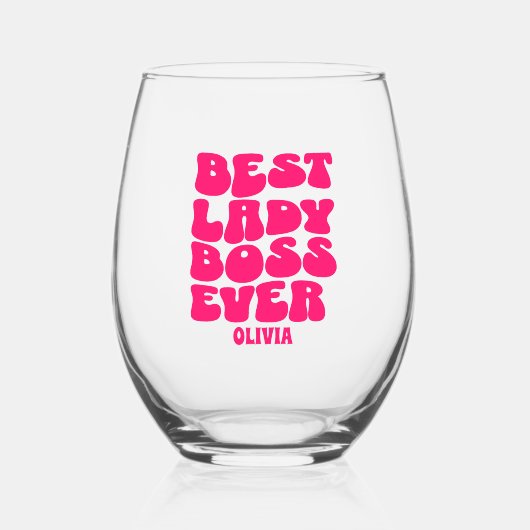 レディ最高のボスエバー名前をカスタムする ステムなしワイングラス (正面)