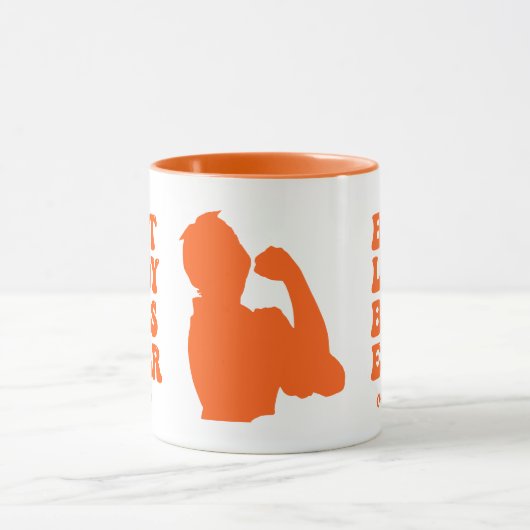 レディ最高のーボスエバーレトロオレンジ名前をカスタムする マグカップ (中央)