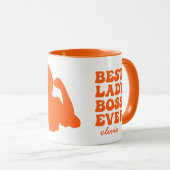 レディ最高のーボスエバーレトロオレンジ名前をカスタムする マグカップ (正面右)