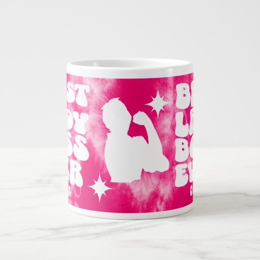 レディ最高のーボスエバーレトロピンク絞り染めカスタム ジャンボコーヒーマグカップ (正面)