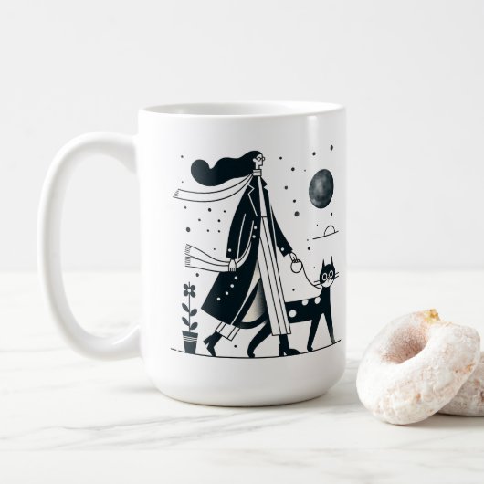 レディ歩くかわいい猫マグカップ コーヒーマグカップ (ドーナツ)