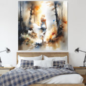 レディ歩くが森を抜ける キャンバスプリント (インサイチュ (寝室))