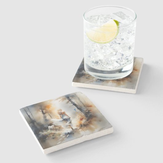 レディ歩くが森を抜ける ストーンコースター (横)