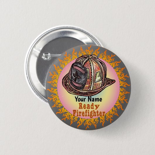 レディ消防士 缶バッジ (正面&裏面)