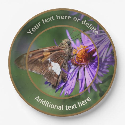 レディ絵を描・バタフライ自然パーソナライズされたパーティー ペーパープレート (正面)