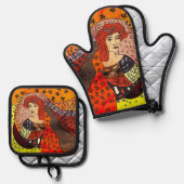 レディ自然 鍋つかみ&鍋敷きセット (正面/裏面)