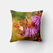 レディ色彩の鮮やかバタフライワイルドアスター花抽象芸術 クッション (裏面)