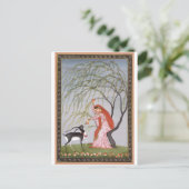 レディ食べ物を与えのアンテロープ古代インド美術 ポストカード (スタンド正面)