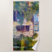 レディ魚釣りオンレイク ビーチタオル (正面)