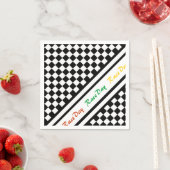 レディ4レースデイクラシックレースチェック白黒 スタンダードカクテルナプキン (インサイチュ)