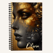 レディ・イン・金ゴールド・エテリアーパーソナライズされたル ノートブック (正面)