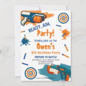 レディ、エイム、パーティ!ダーツ | Nerf銃の誕生日 招待状 (正面)