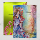 レディ・オブ・レイク　鮮やかな青とピンクと黄色 招待状 (正面/裏面)