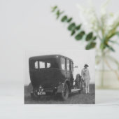 レディ&カーヴィンテージブラック&ホワイト画像ポストカード ポストカード (スタンド正面)