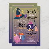 レディ・ガールズピンクで魔女の誕生日パーティーが行く 招待状 (正面/裏面)