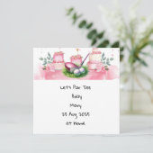 レディ・ゴルファーをテーマにしたゴルフ誕生日ピンク 招待状 (スタンド正面)