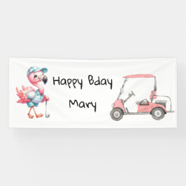 レディ・ゴルファーをテーマにしたゴルフ誕生日ピンク 横断幕