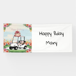レディ・ゴルファーをテーマにしたゴルフ誕生日ピンク 横断幕