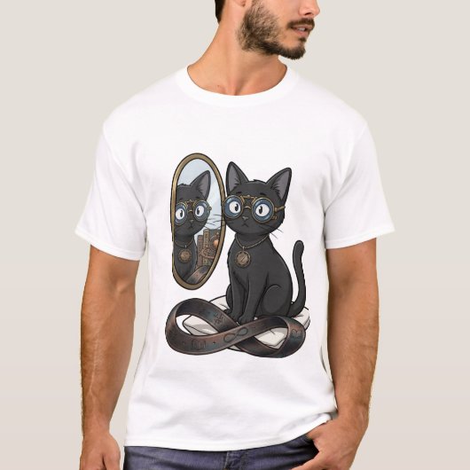 レディ・ジャスティス 黒猫 哲学と法学 Tシャツ (正面)