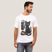 レディ・ジャスティス 黒猫 哲学と法学 Tシャツ (正面フル)