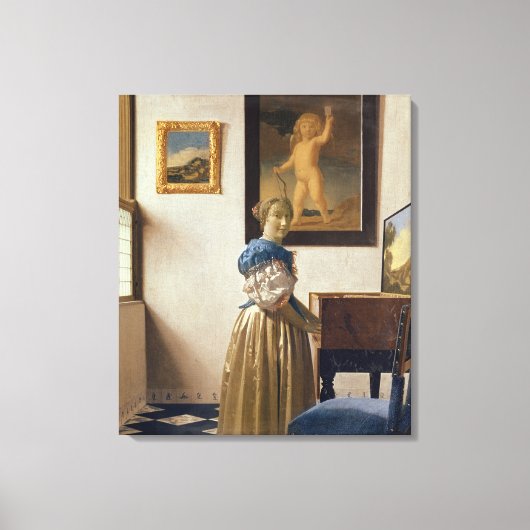 レディ・スタンディング・アット・ザ・バージナル， c.1672-73 キャンバスプリント (正面)