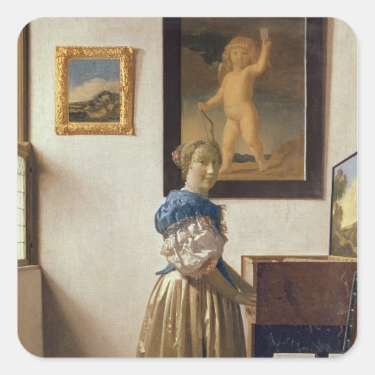 レディ・スタンディング・アット・ザ・バージナル， c.1672-73 スクエアシール (正面)