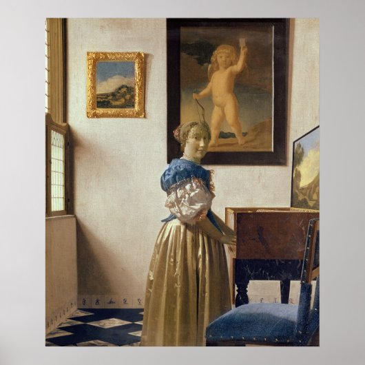 レディ・スタンディング・アット・ザ・バージナル， c.1672-73 ポスター (正面)