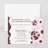 レディ·バグ·ピンク&ブラウン 招待状 (正面/裏面)