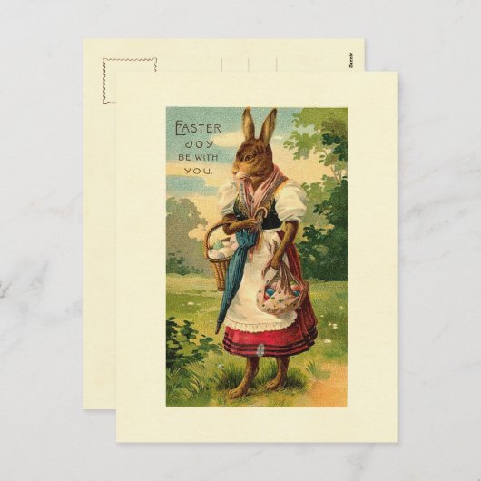 レディ・バニーがイースターの喜びをもたらす シーズンポストカード (正面/裏面)