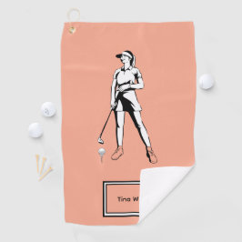 レディ・パーソナライズされたゴルファーの名前と年 ゴルフタオル