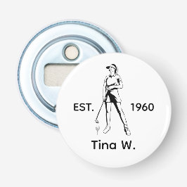 レディ・パーソナライズされたゴルファーの名前と年 栓抜き