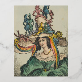 レディ – パーティー帽子 箔シーズンポストカード