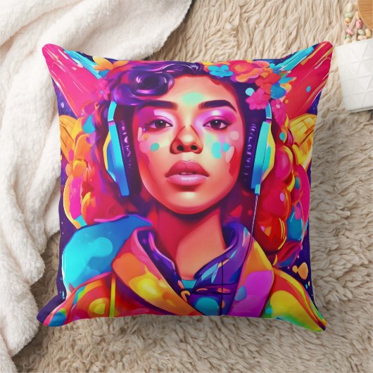 レディ・ファンキーデジタル・アートワーク クッション (ブランケット)